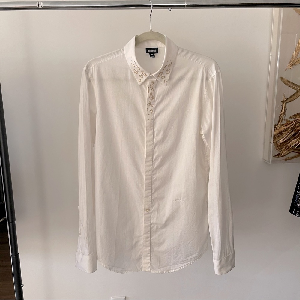 Just Cavalli Button Down Sequin Collar Shirt
